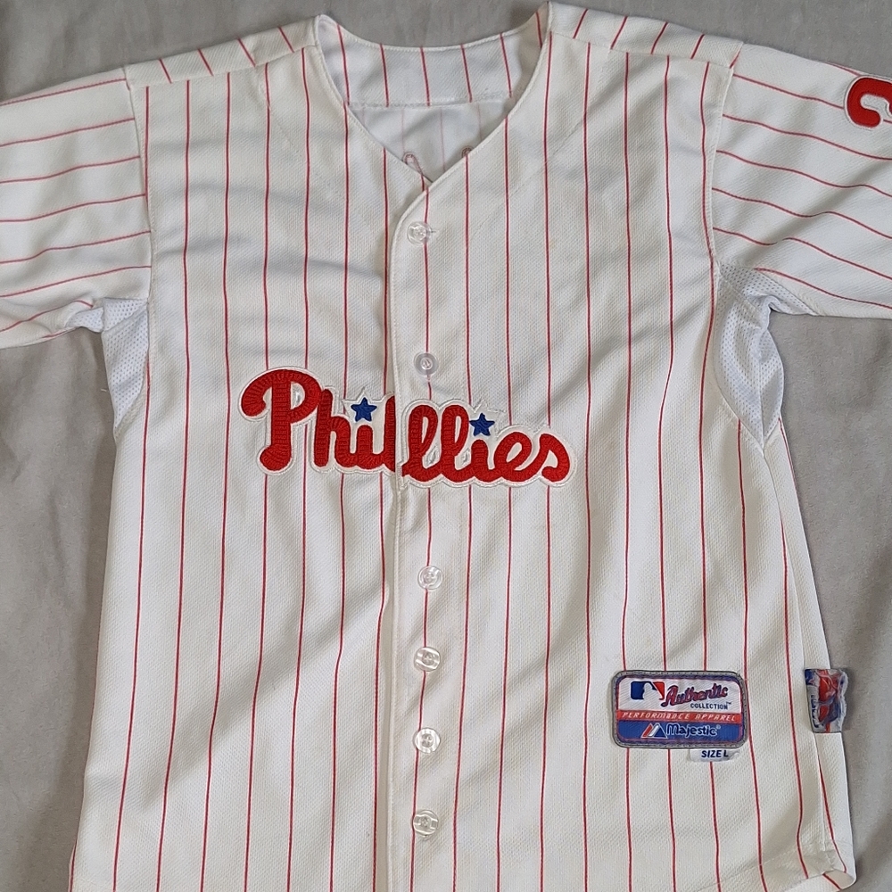 Kids Philadelphia Phillies Roy Halladay #34 Majestic Authentic Pinstripe Jersey